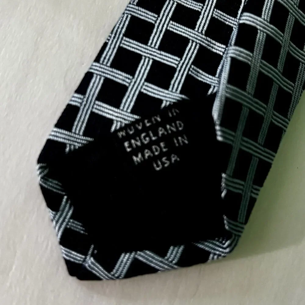 Brooks Brothers Makers Tie Blue Checkered Basket Weave Necktie Made USA NEW